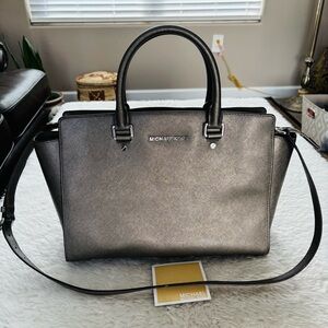 Michael Kors Metallic Olive Brown Satchel/Shoulder Bag